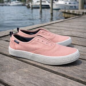 Sperry Women’s Slip-On Sneakers Size 7 Pink Peach Canvas Casual Shoes